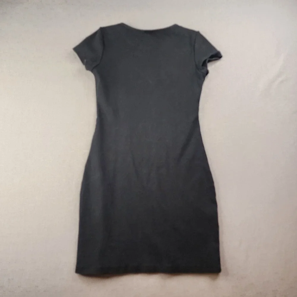 Princess Polly Ribbed Mini Dress Black Short Sleeve Skater Goth Grunge Basic S 4